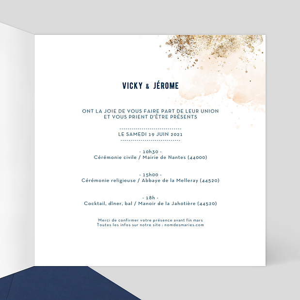 Faire-part Mariage Dorure Mystique Intérieur Droit