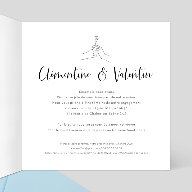 Faire-part Mariage Dorure Romance Intérieur Droit