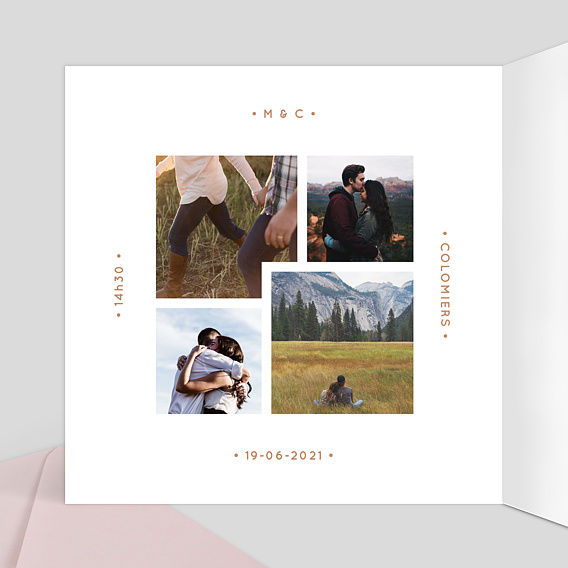 Faire part mariage Fond terracotta Intérieur Gauche