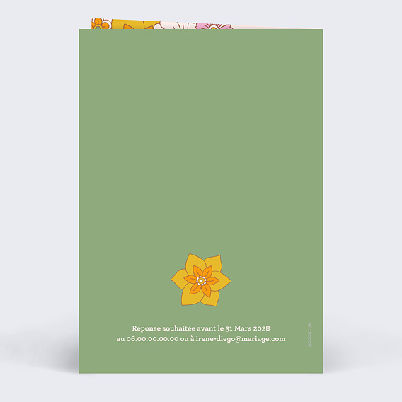 Faire part mariage Rétro 70 Verso