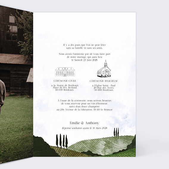 Faire-part Mariage Vignes