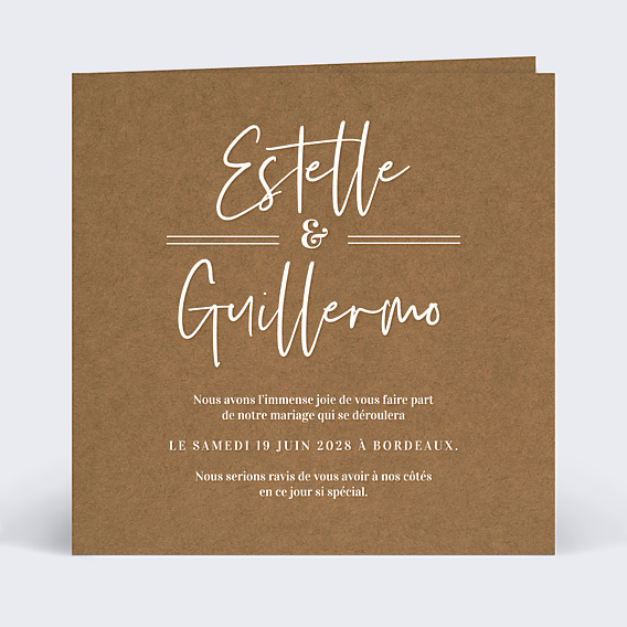 Faire part mariage Bohème kraft