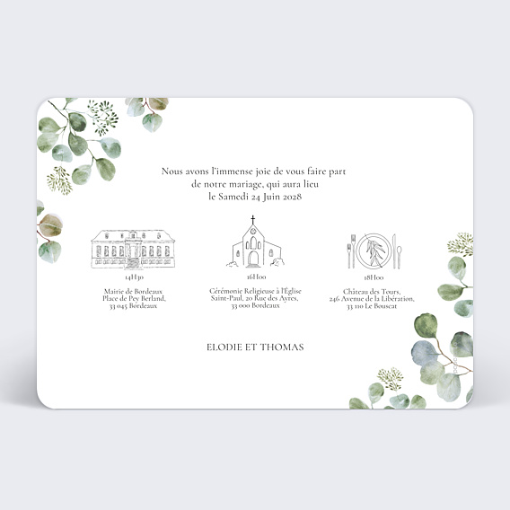 Faire-part Mariage Cadre Eucalyptus