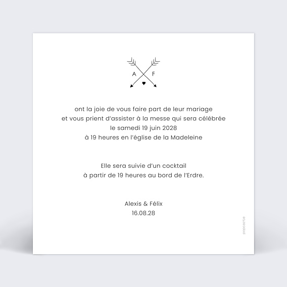 Faire-part Mariage Flèches d'Amour
