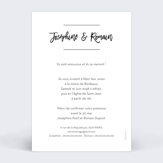 Faire-part Mariage Ecume