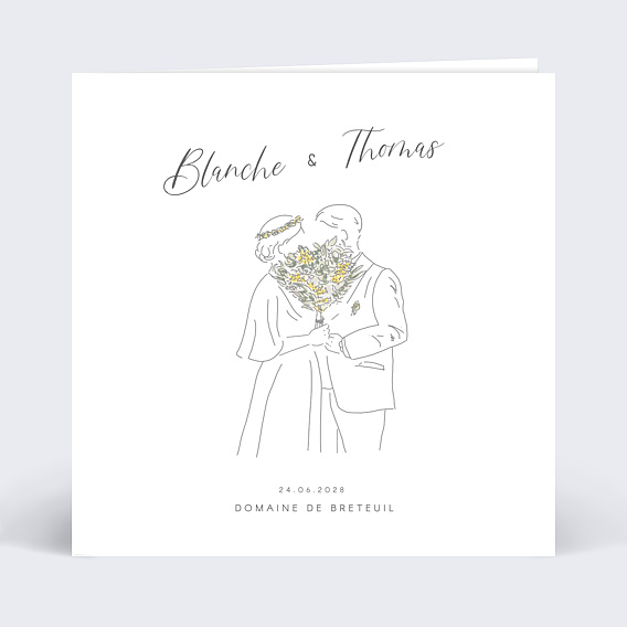 Faire part mariage Timidité Recto