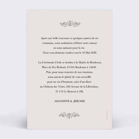 Faire part mariage Journal Verso