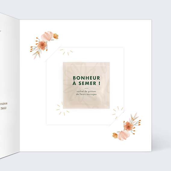 Faire-part Mariage Flower of Fall avec Graines