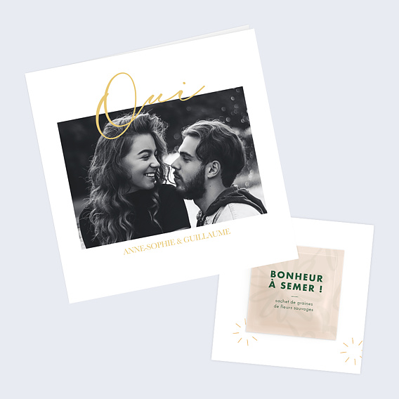 Faire part mariage Joli Oui avec Graines Après 1