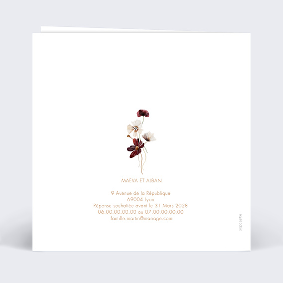 Faire part mariage Étiquette Jardin Sauvage Verso