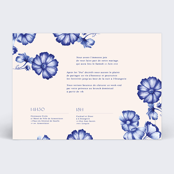 Faire part mariage Poésie Verso