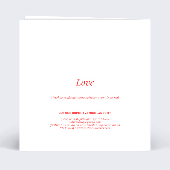 Faire-part Mariage Découpe Coeur