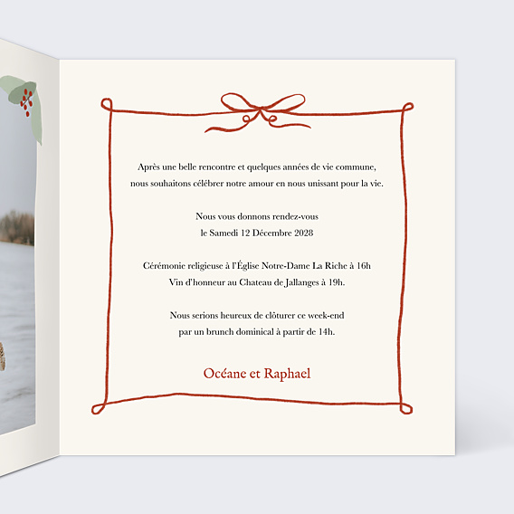 Faire-part Mariage Couronne de Noël