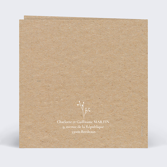 Faire part mariage Couronne Kraft Verso