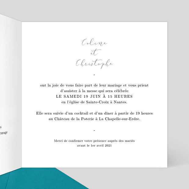 Faire-Part Mariage Dorure Eucalyptus Intérieur Droit