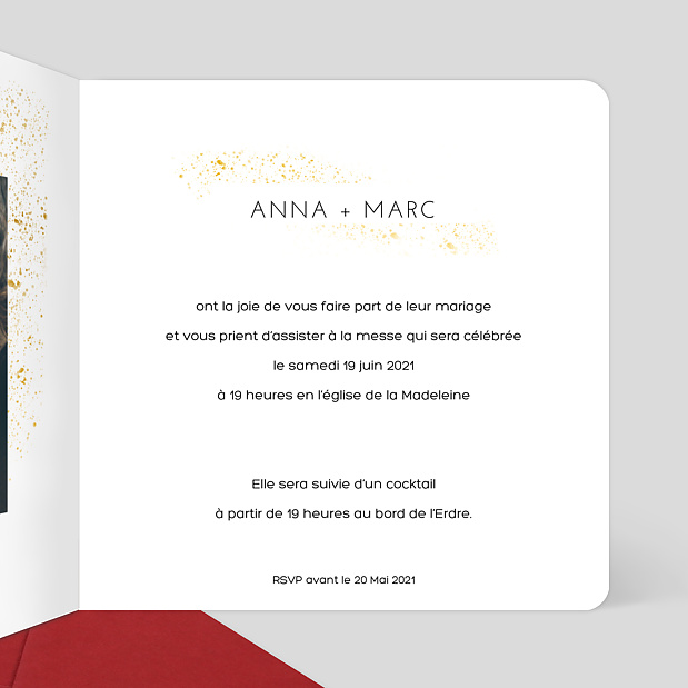 Faire-part Mariage Poudre Ocre Intérieur Droit