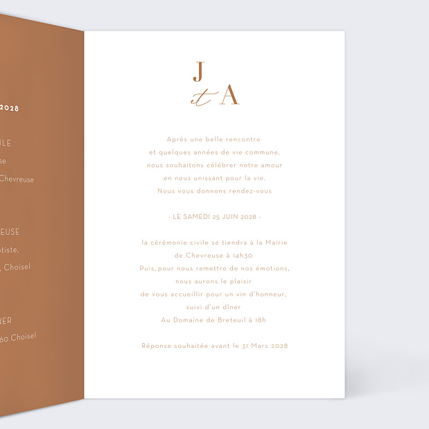 Faire-part Mariage Main dans la Main Intérieur Droit