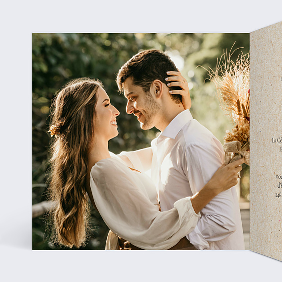 Faire-part Mariage Couronne Ocre Eucalyptus Kraft