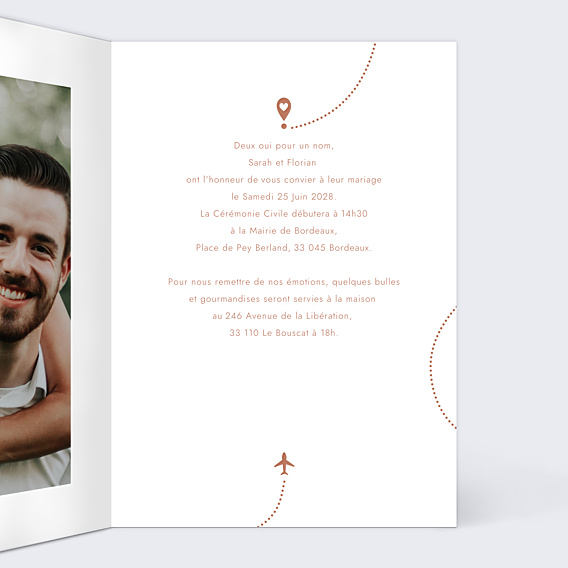 Faire-part Mariage Amoureux Voyageurs