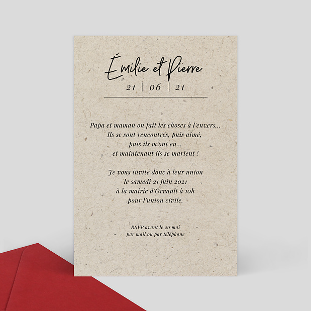 Faire-Part Mariage Esprit Chiné 4 photos Verso