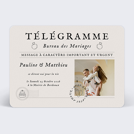 Faire-part Mariage Télégramme