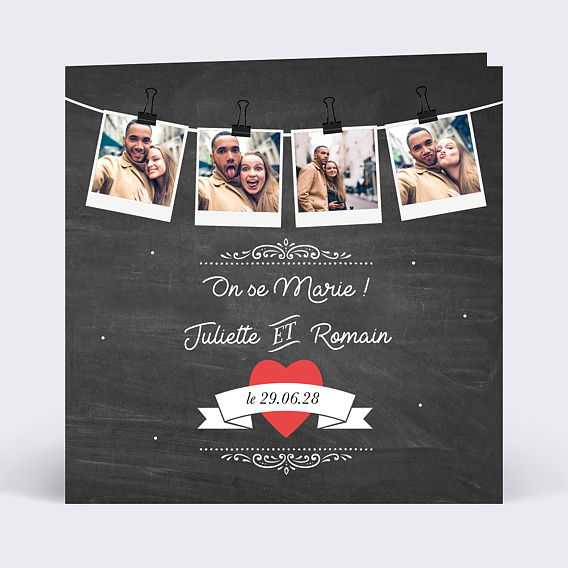 Faire part mariage Polaroid Recto