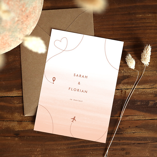 Faire-part Mariage Amoureux Voyageurs