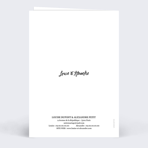 Faire part mariage Multiphoto Chic Verso