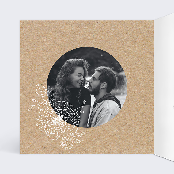 Faire part mariage Couronne Kraft Intérieur Gauche