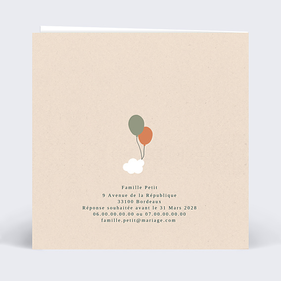 Faire-part Mariage Ballons