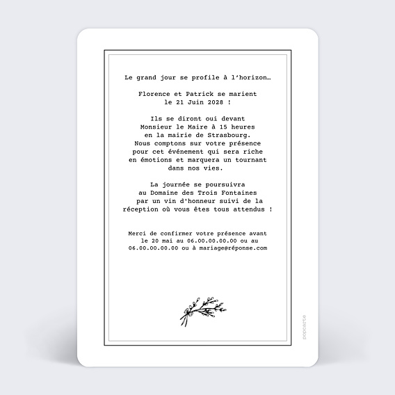 Faire-part Mariage Tampon Rustique 2 Photos