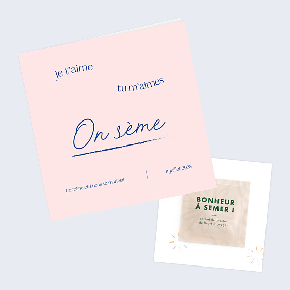 Faire part mariage On sème Après 1