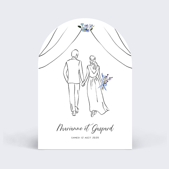 Faire part mariage Mariés fleuris