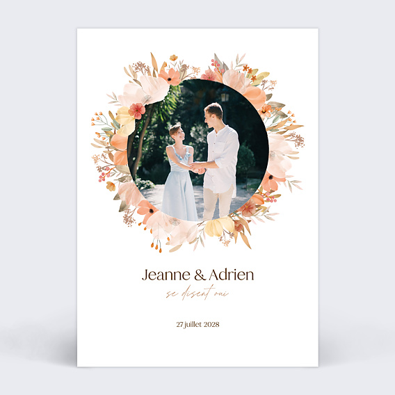 Faire part mariage Flower of Fall avec Photo