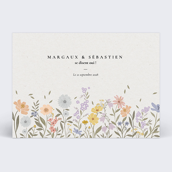 Faire part mariage Prairie Fleurie Recto