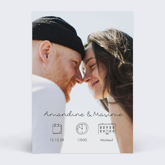 Faire part mariage Programme Pleine Page Noir