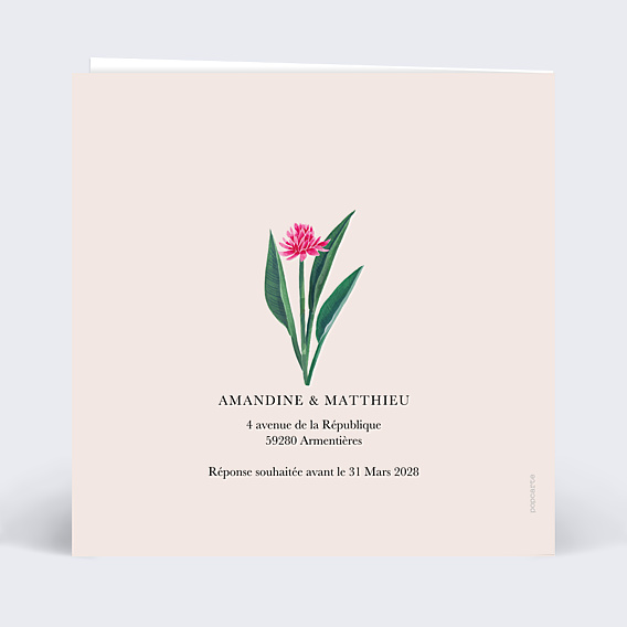 Faire-part Mariage Etiquette Tropicale