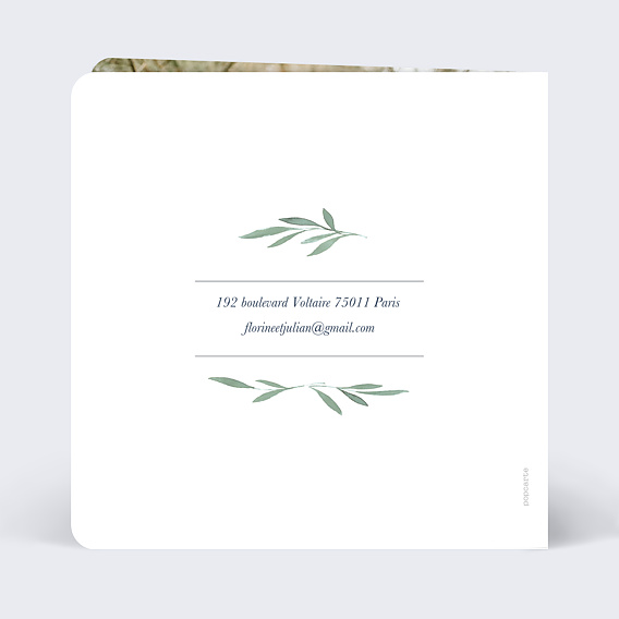 Faire part mariage Couronne de Laurier Verso