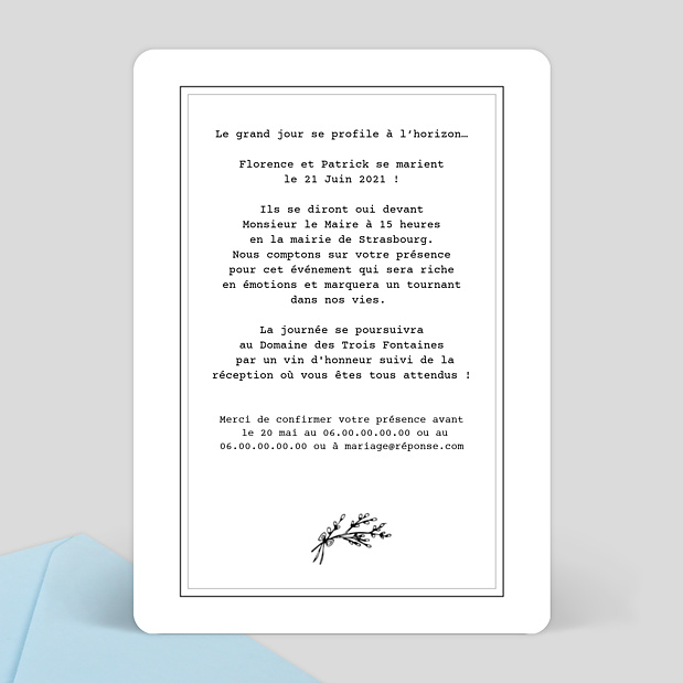 Faire-Part Mariage Tampon Rustique 2 Photos Verso