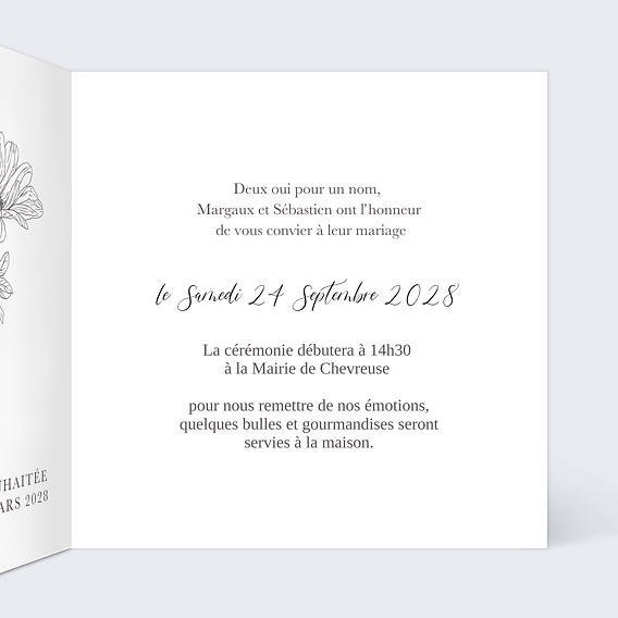 Faire-part Mariage Gravure Blanc