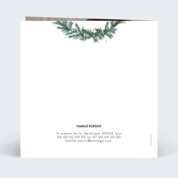 Faire part mariage Couronne Suspendue Verso
