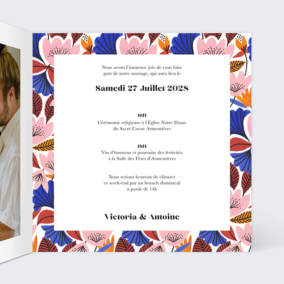 Faire part mariage Wax Intérieur Droit