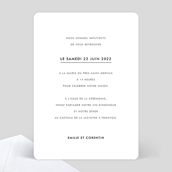 Faire part mariage Jeu Typographique Verso