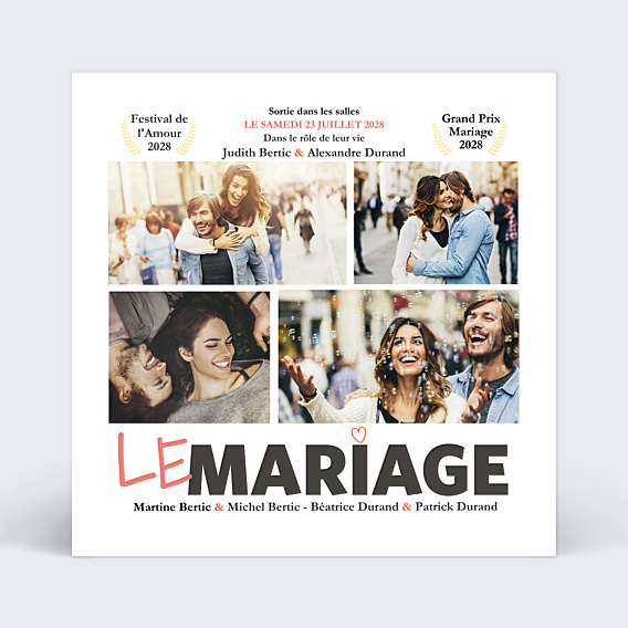 Faire-part Mariage Affiche de Film