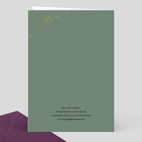 Faire part mariage Marbre Vert Verso