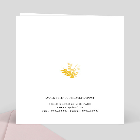 Faire part mariage Dorure Couronnée Verso