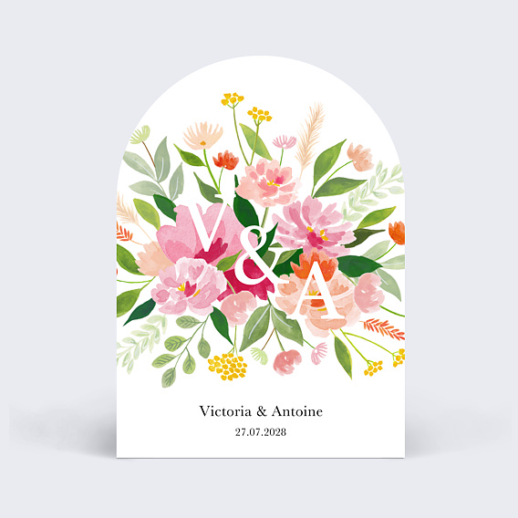 Faire part mariage Bouquet Champêtre Aquarelle