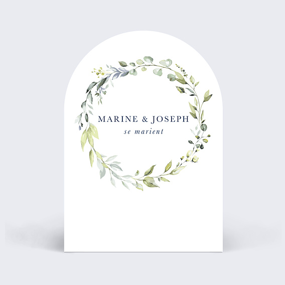Faire part mariage Couronne végétale