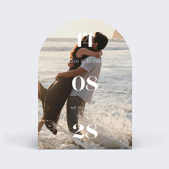Faire part mariage Date Verticale