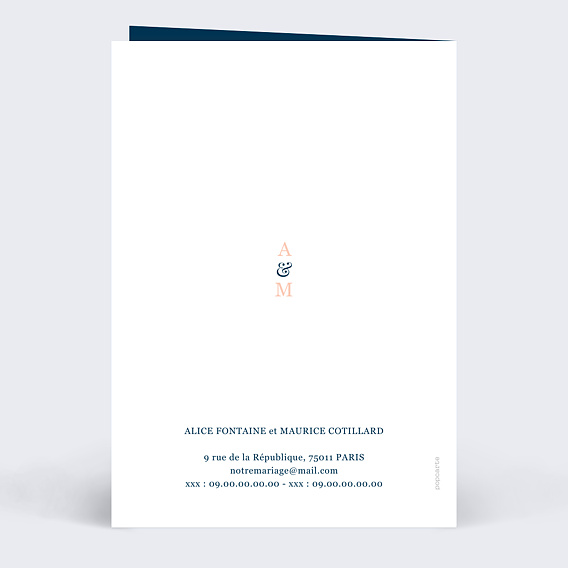 Faire part mariage Caractère Verso